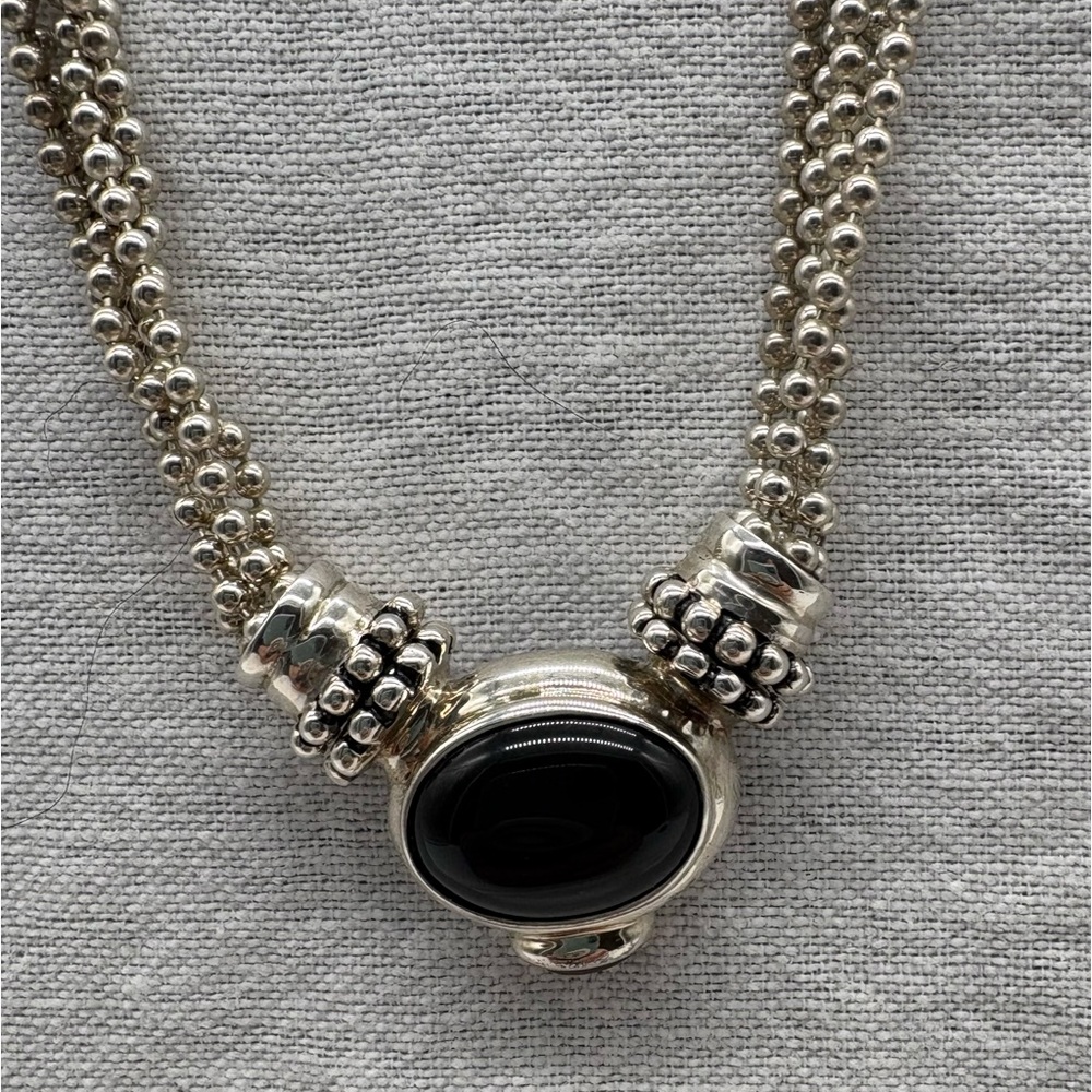 🦩SOLD🦩Joseph Esposito Sterling Silver Necklace with Removable Onyx Pendant - Picture 2 of 8